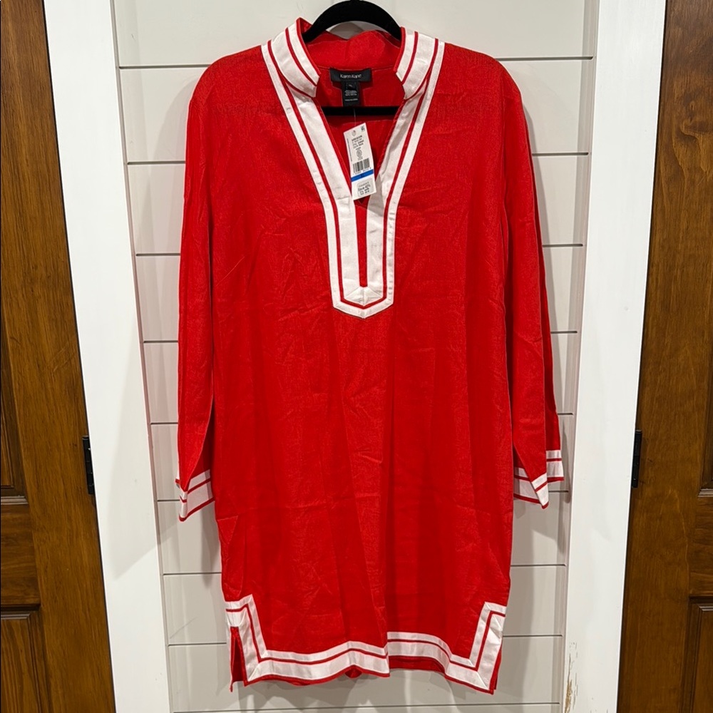 Karen Kane Red and White Trim Dress